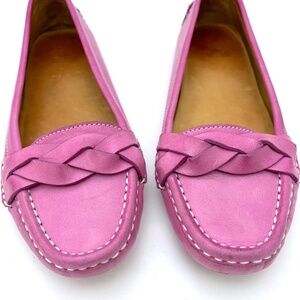 Peter Millar LS13f23 Pink Leather Braided Moccasins Loafers